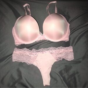 Victoria’s Secret baby pink 32D bra and XS panties set